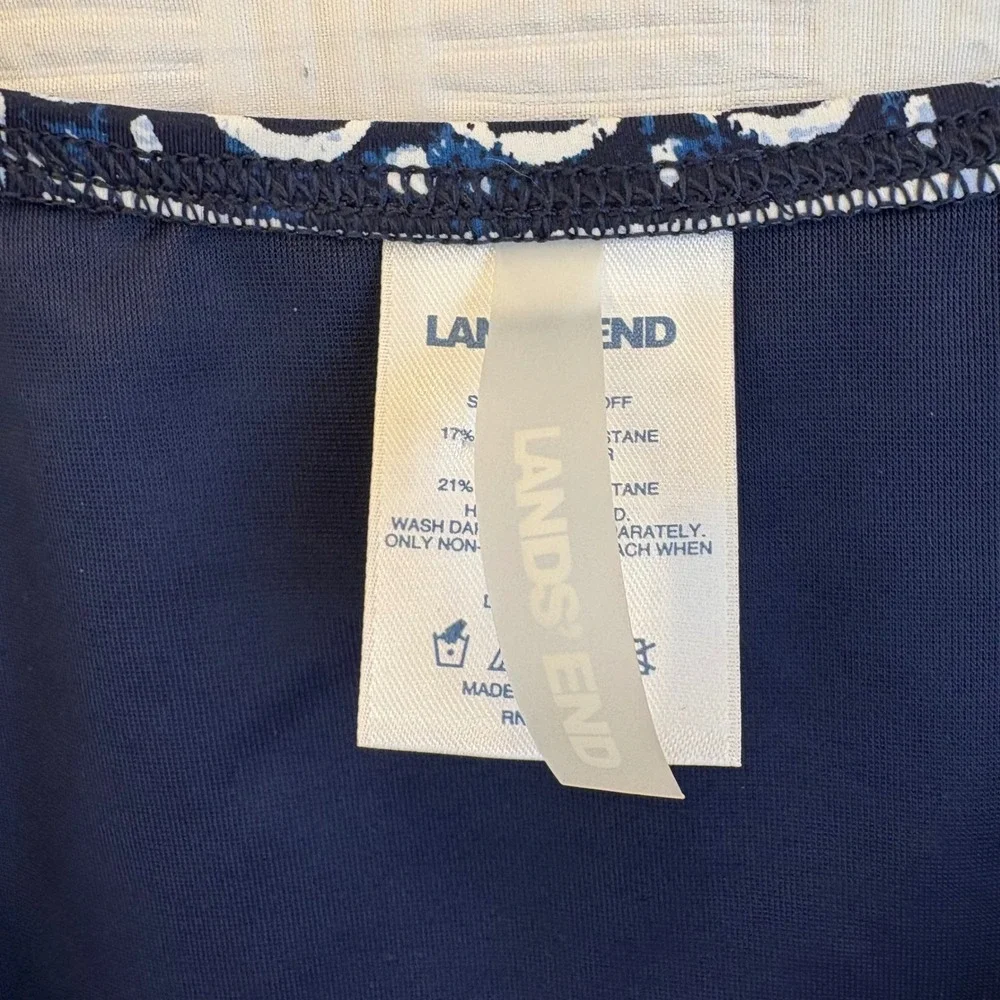 Lands End Womens 18W Swim Tee Rash Guard‎ Tankini Top Paisley Patchwork NWT